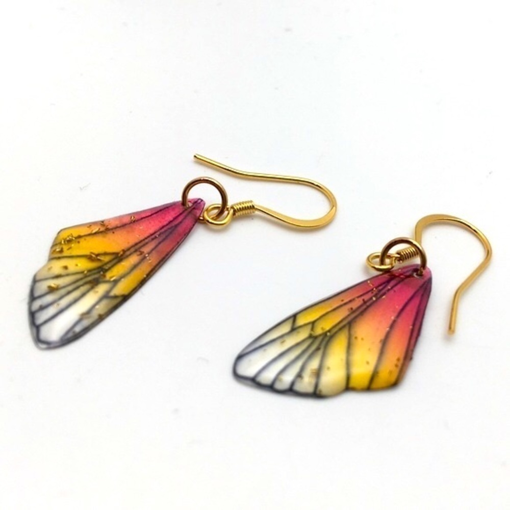 Dainty Red Fairytale Wing Earrings - Picture 3 of 7